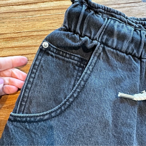 Urban Outfitters BDG Womens Denim Washed Black Jeans Raw Hem Mom Shorts Rope Tie - Picture 6 of 8